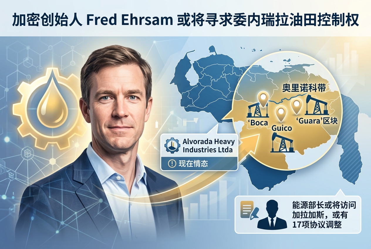 Coinbase 联合创始人 Fred Ehrsam 寻求获得委内瑞拉至少三处油田控制权