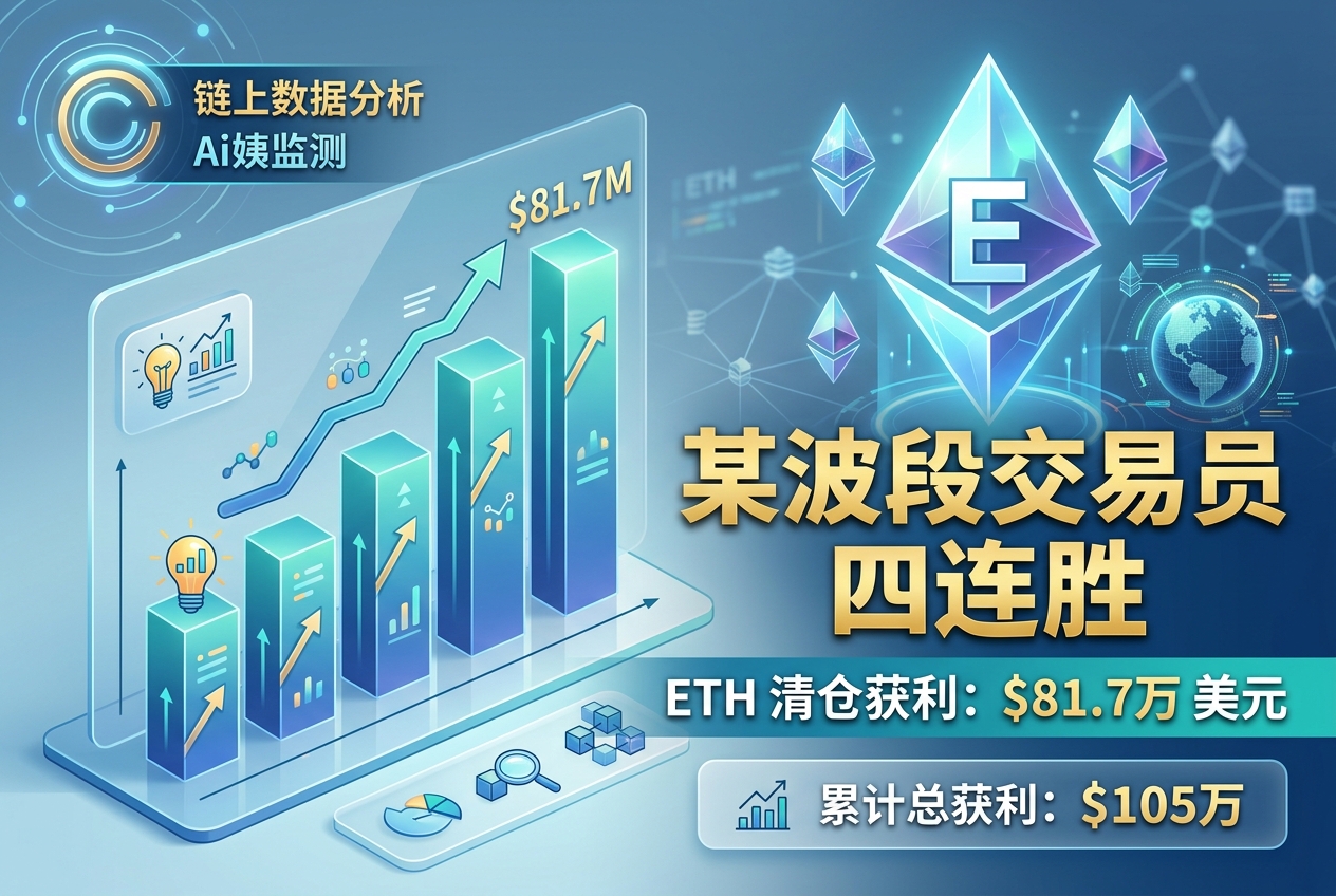 某波段 ETH 交易员四连胜,清仓获利 81.7 万美元