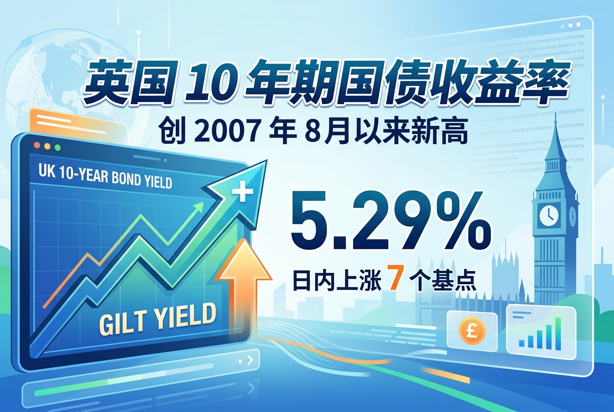英国 10 年期国债收益率升至 2007 年 8 月以来新高