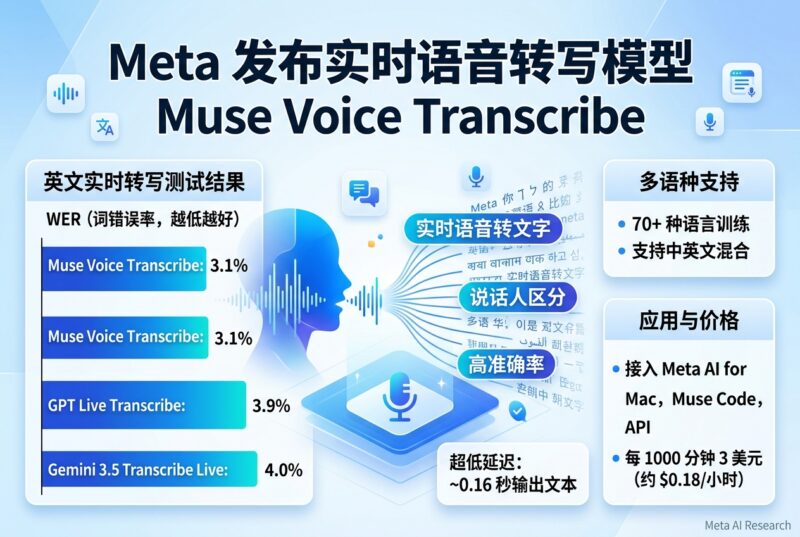 Meta 发布实时语音转写模型 Muse Voice Transcribe-指挥使社区 - 真实线索、热点议题与深度观察