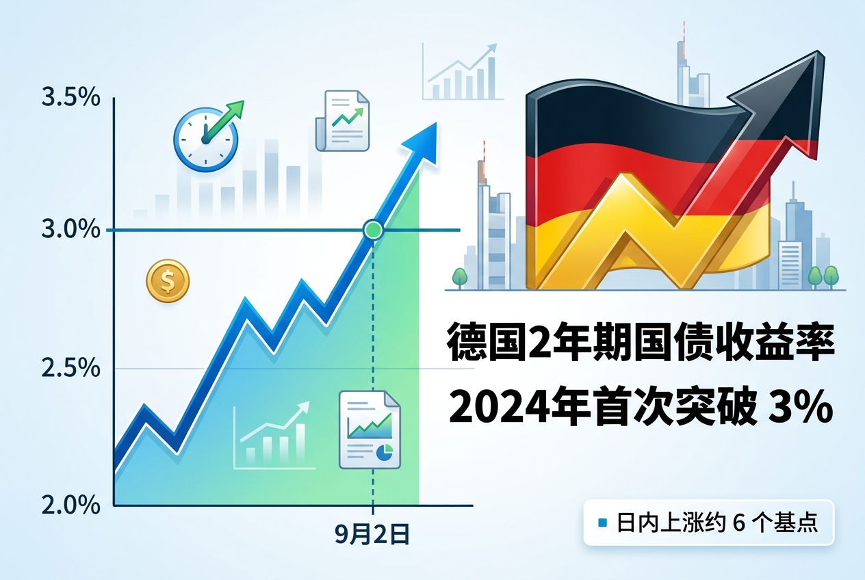 德国 2 年期国债收益率突破 3%
