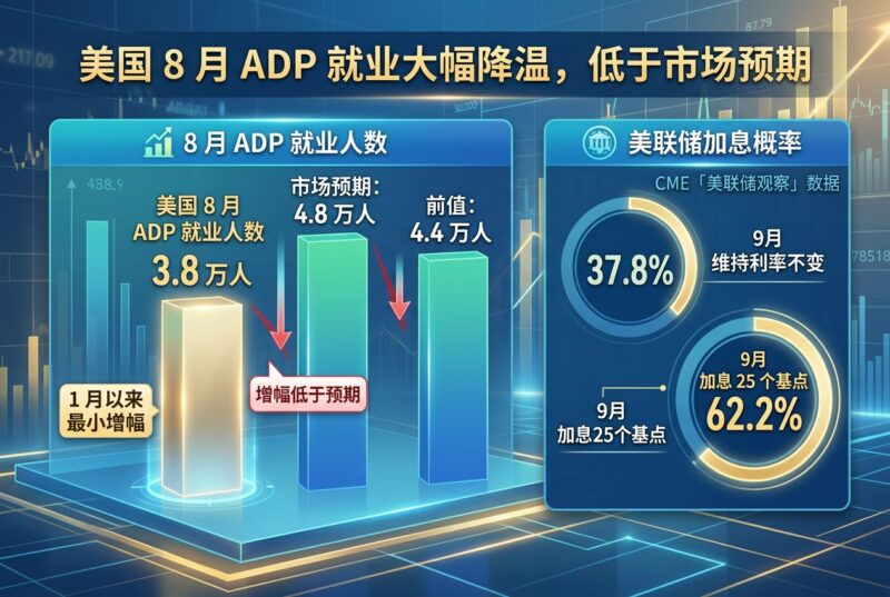 美国 8 月 ADP 就业增幅低于预期-指挥使社区 - 真实线索、热点议题与深度观察