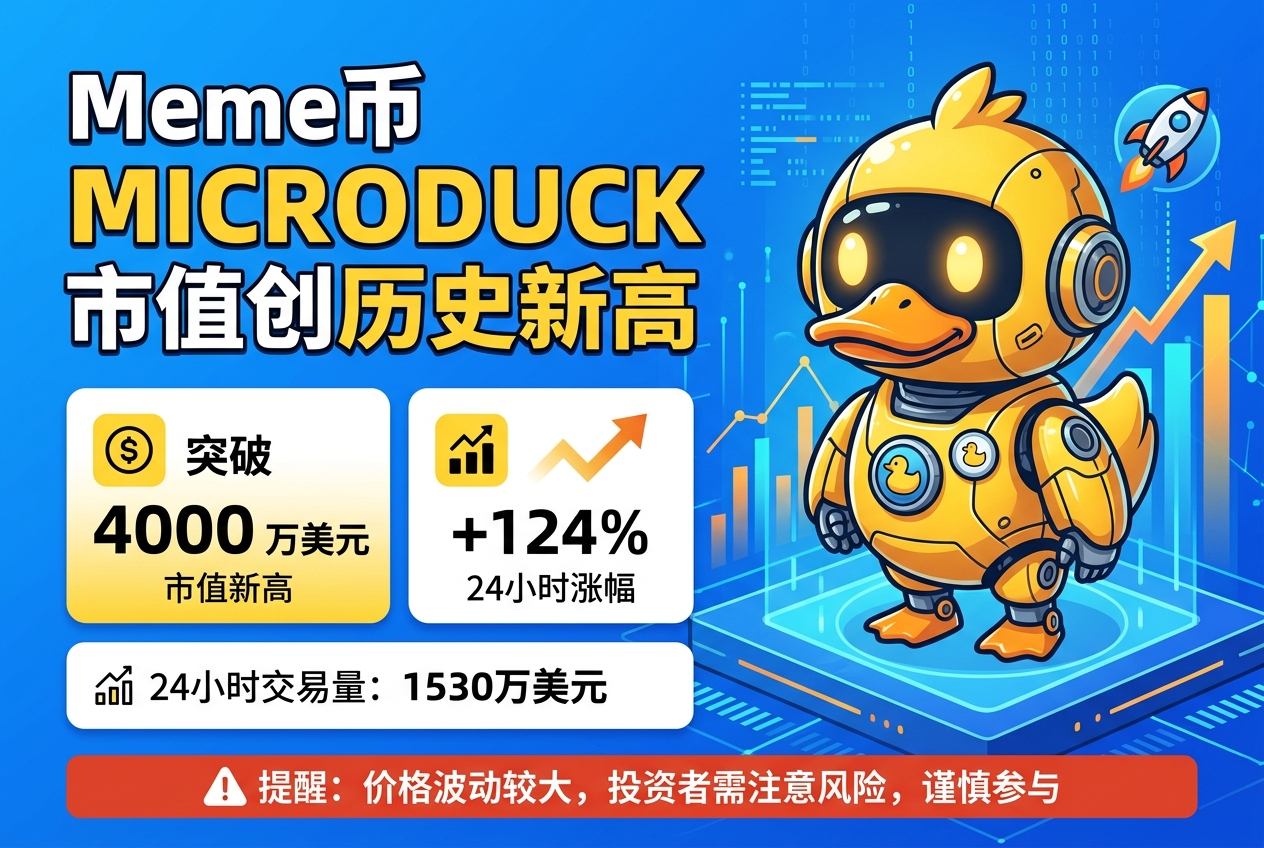 Meme 币 microduck 市值短时突破 4000 万美元,创历史新高
