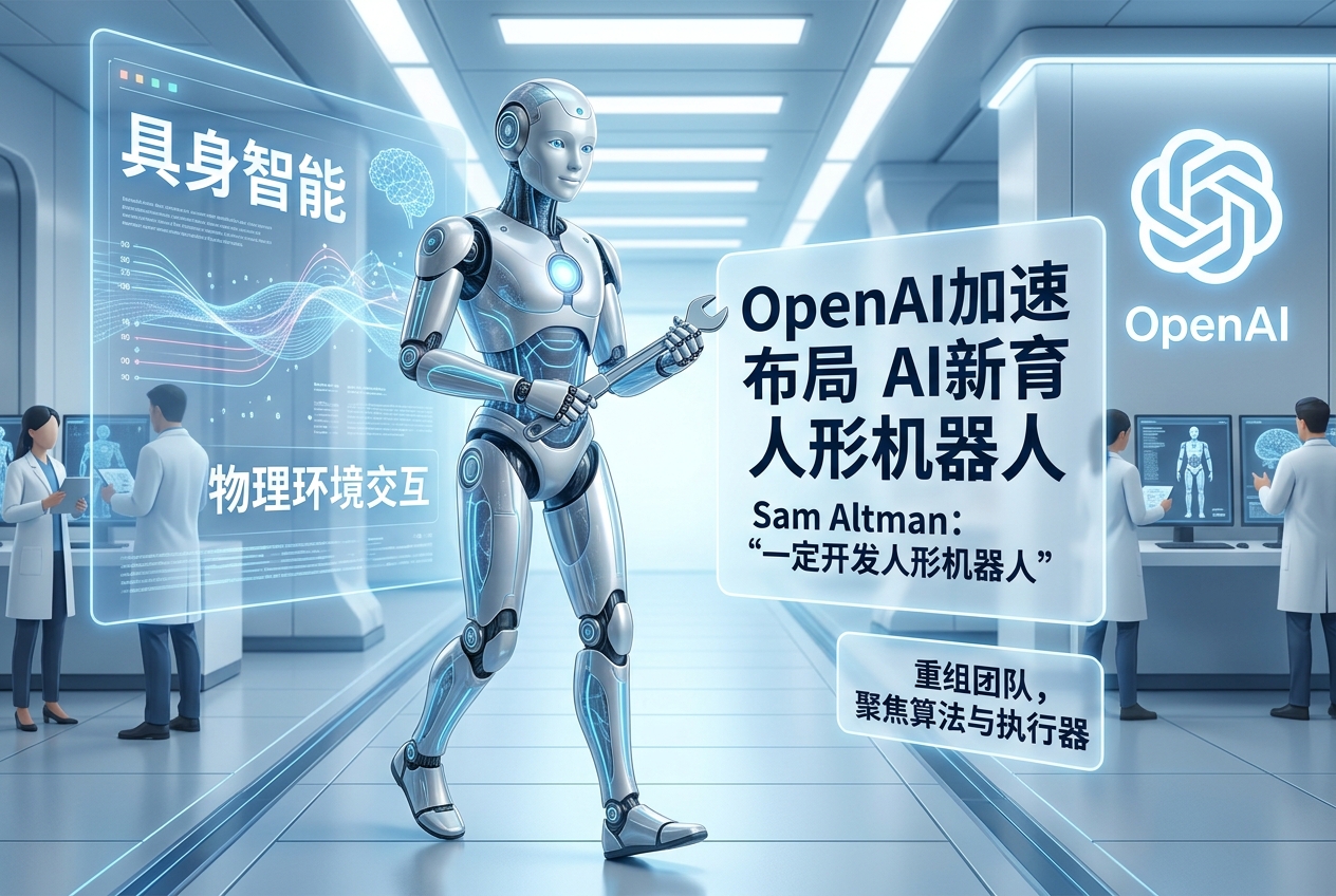 OpenAI 加速布局人形机器人，Sam Altman 称“将一定开发人形机器人”