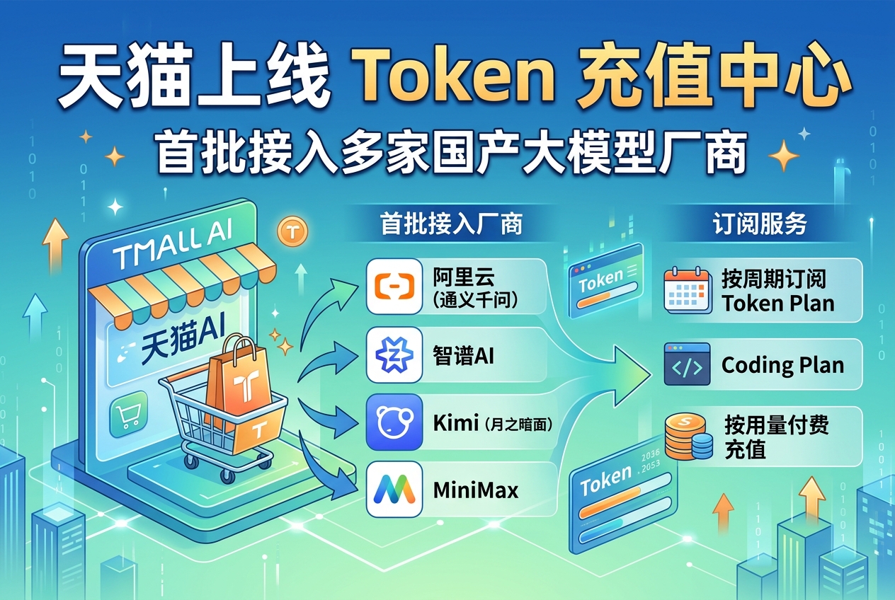 天猫上线 Token 充值中心,首批接入多家国产模型厂商