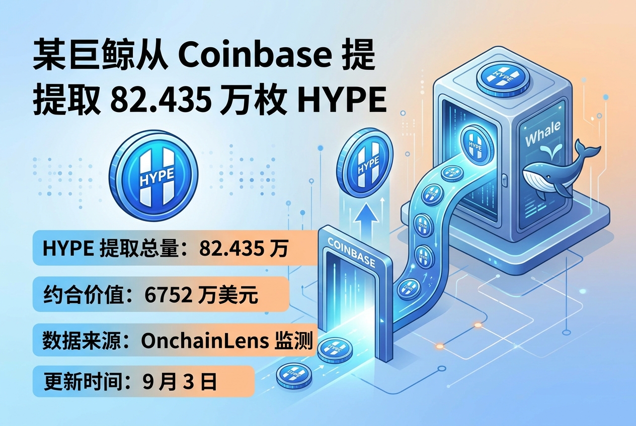 某巨鲸从 Coinbase 提取 82.435 万枚 HYPE