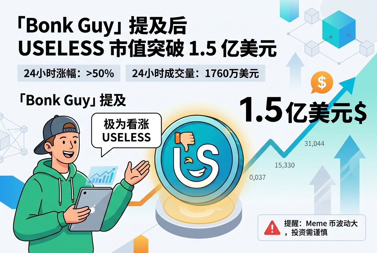 「Bonk Guy」提及后,Meme 币 USELESS 市值突破 1.5 亿美元