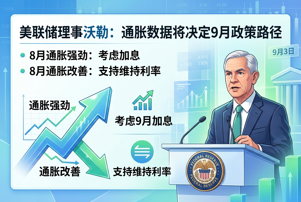 美联储理事沃勒:若8月通胀数据强劲,将考虑支持9月加息