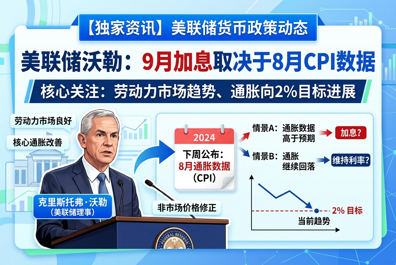美联储沃勒:9月是否加息将高度取决于下周8月CPI