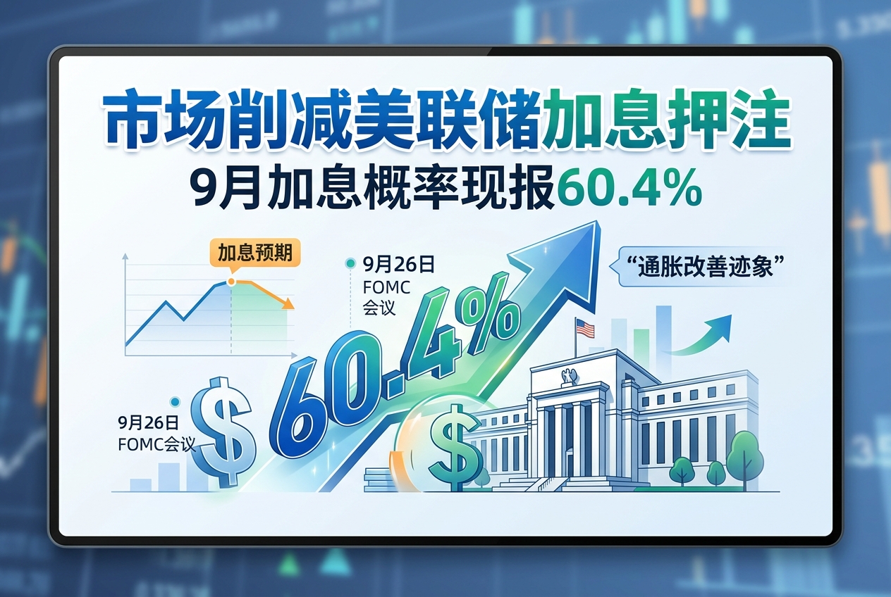 市场削减美联储加息押注,9月加息概率现报60.4%