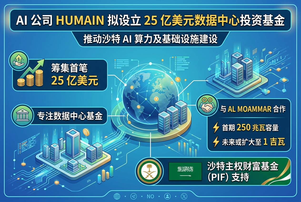 人工智能公司 Humain 拟设立 25 亿美元数据中心投资基金