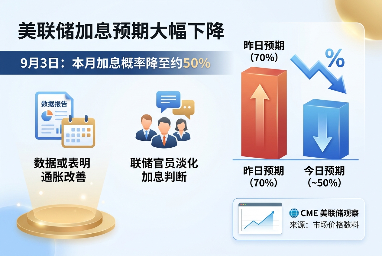 市场对美联储加息预期大幅下降