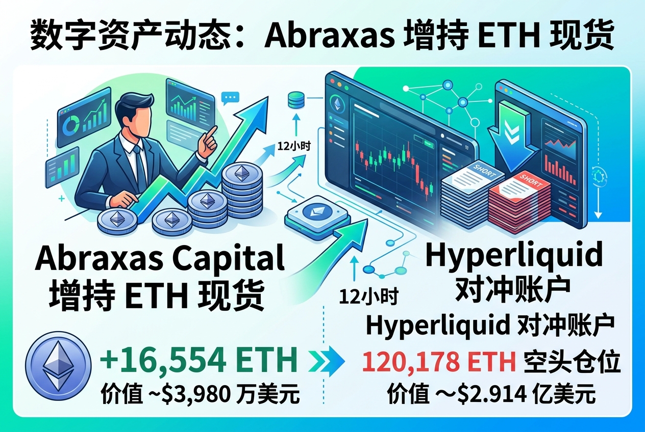 Abraxas Capital 增持 16,554 枚 ETH 现货