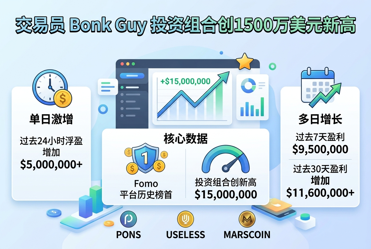 Bonk Guy:过去24小时浮盈增加500万美元,投资组合创1500万美元新高