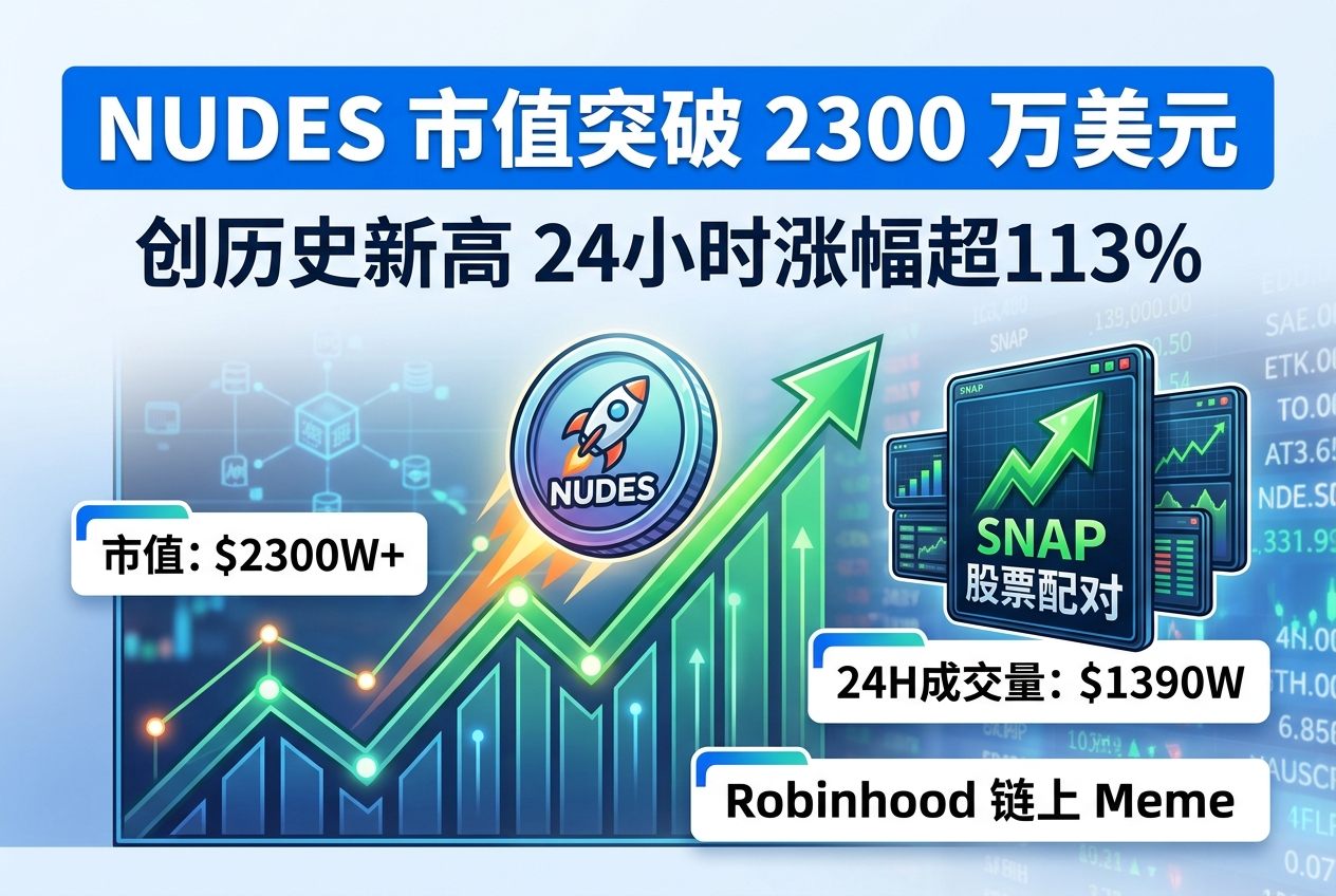 Robinhood 链上币股 Meme 项目 NUDES 市值突破 2300 万美元,创历史新高