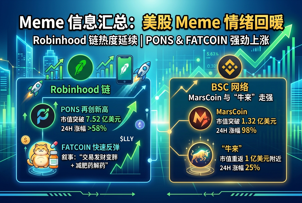 Meme 信息汇总:Robinhood 链热度延续,美股 Meme 情绪回暖