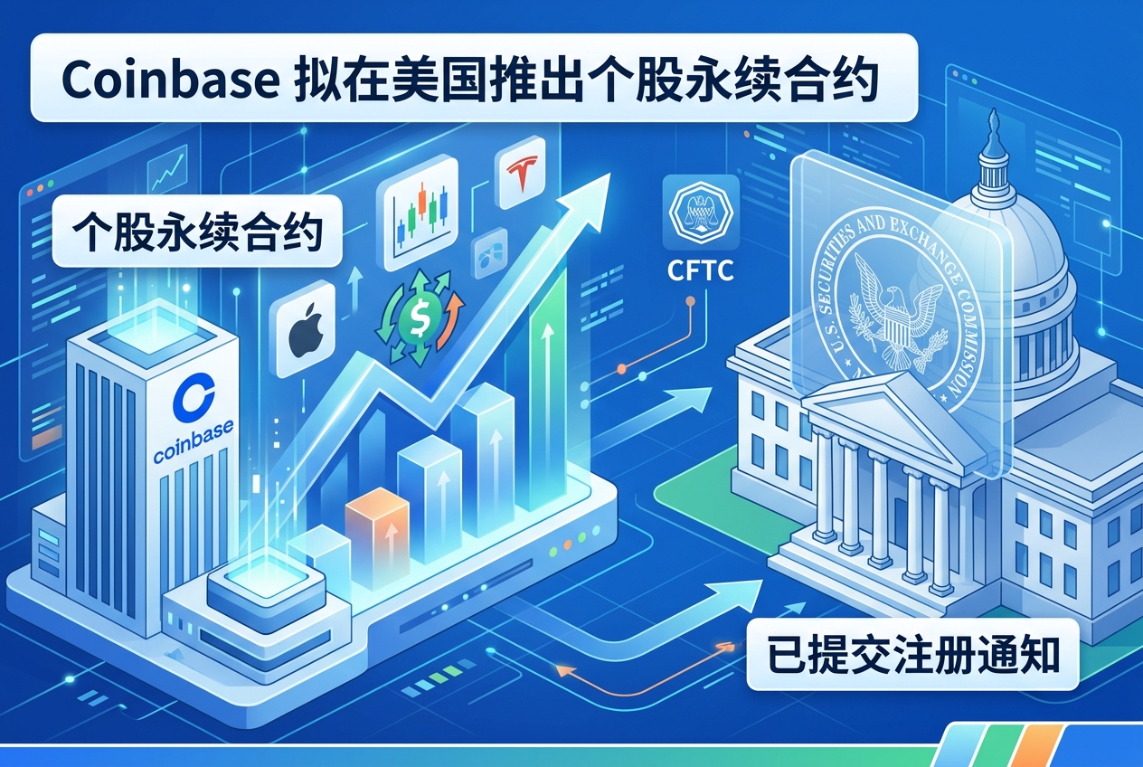 Coinbase拟在美国推出个股永续合约,已向SEC提交注册通知