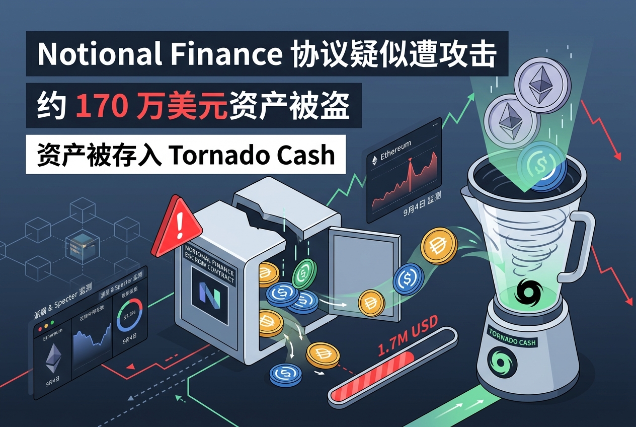 Notional Finance 疑遭攻击,约 170 万美元 DAI 和 USDC 被盗