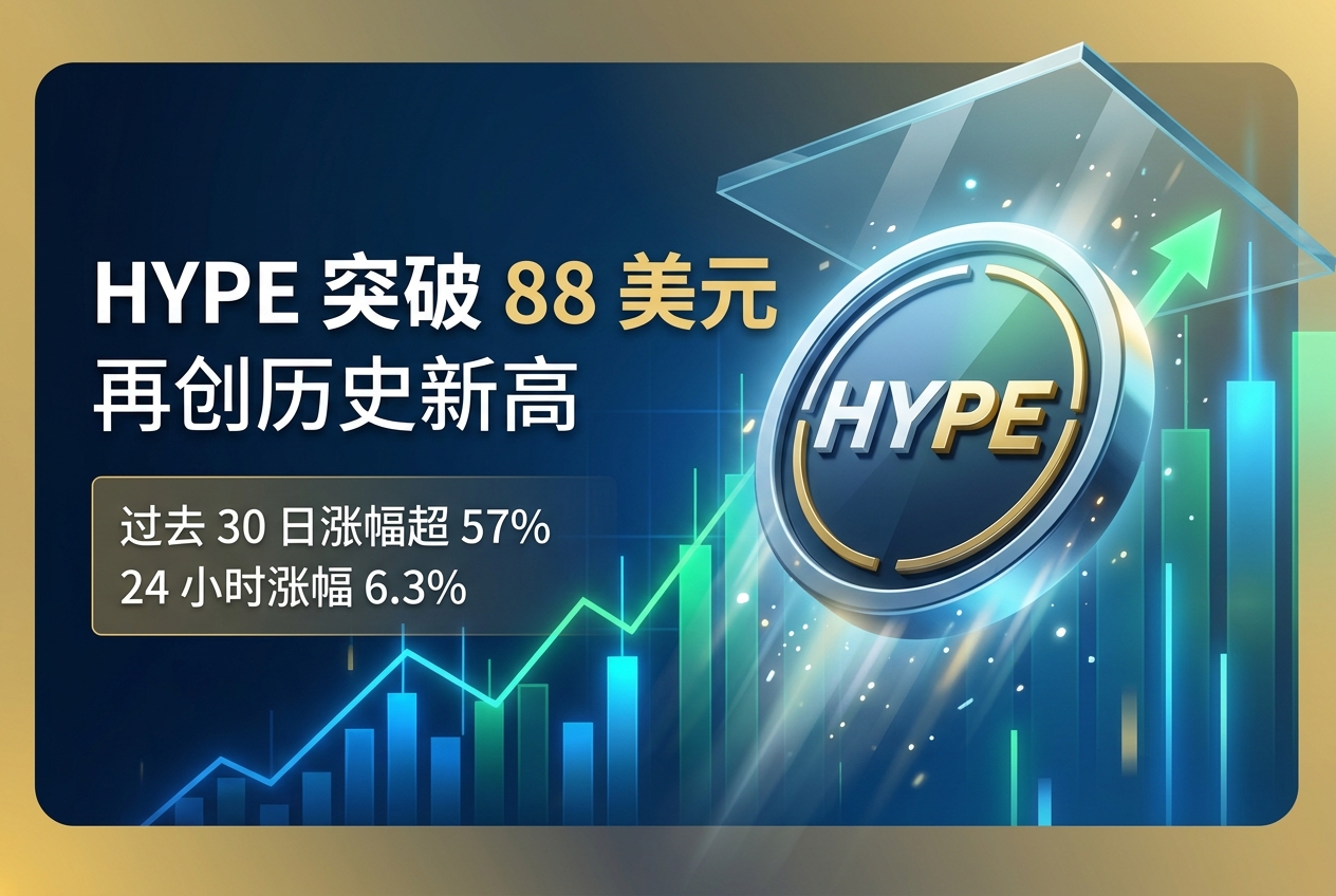 HYPE 今晨一度突破 88 美元,再创历史新高