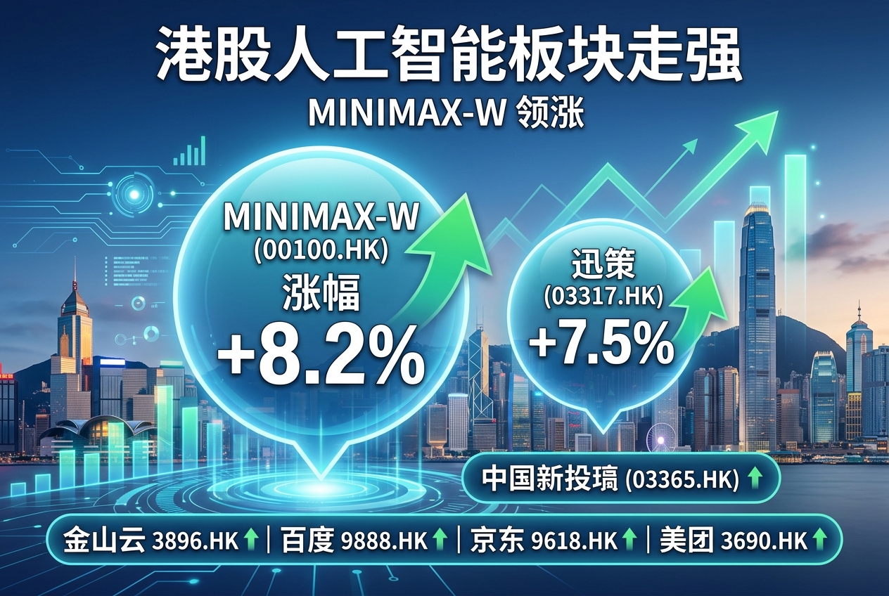 港股人工智能股走强，MINIMAX-W 涨超 8%