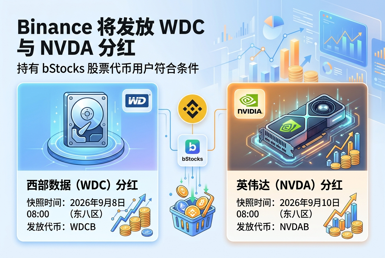 Binance 将为持仓 bStocks 西数与英伟达的用户进行分红