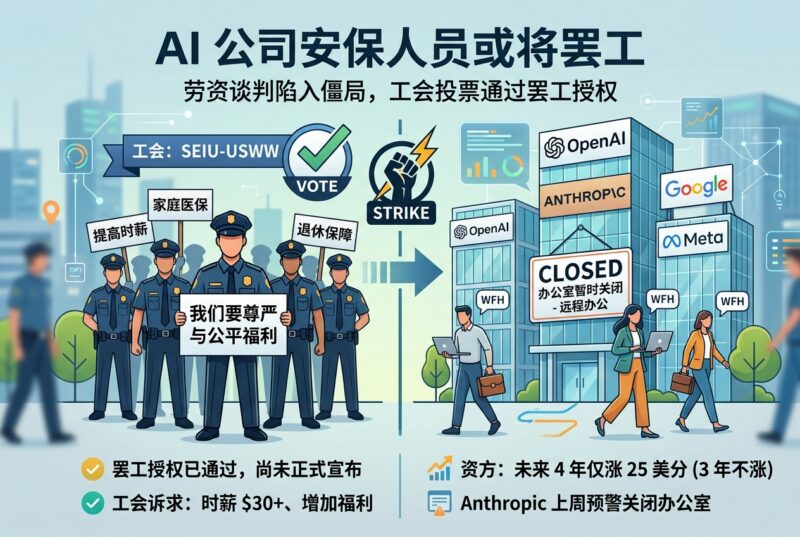 AI 公司资金充裕,办公楼安保人员或将罢工-指挥使社区 - 真实线索、热点议题与深度观察