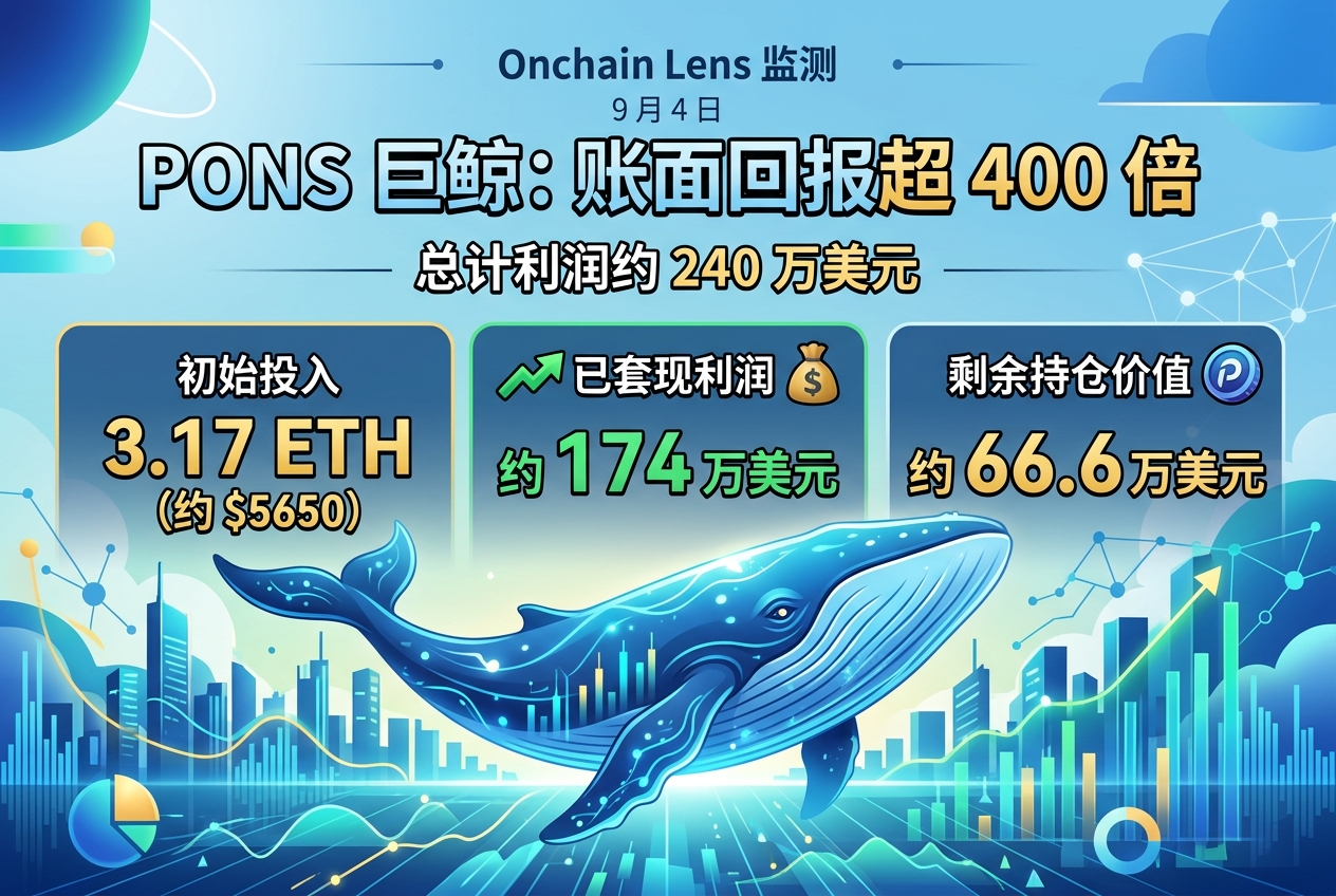 某鲸鱼买入 PONS,账面回报超 400 倍