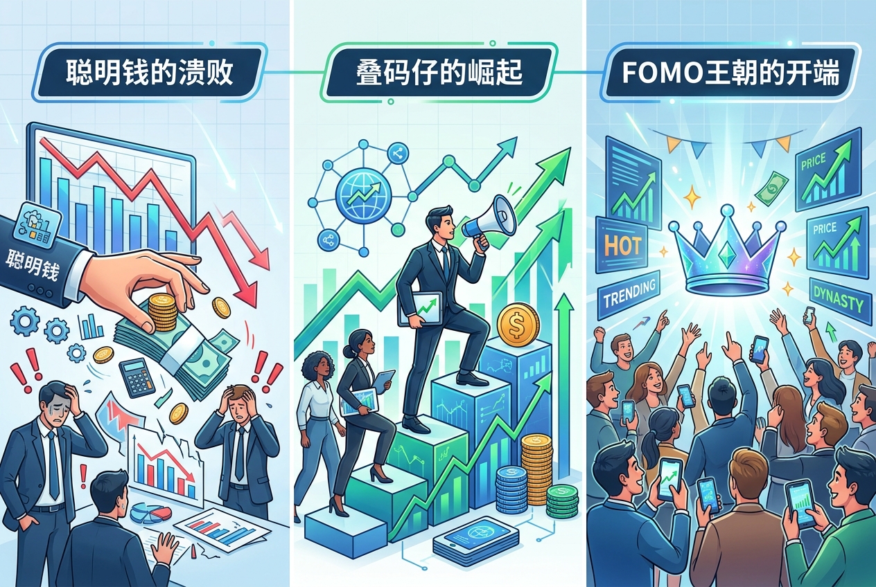 聪明钱的溃败、叠码仔的崛起与 FOMO 王朝的开端