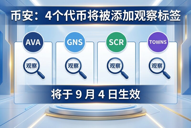 Binance 将为 AVA、GNS、SCR 和 TOWNS 添加观察标签-指挥使社区 - 真实线索、热点议题与深度观察