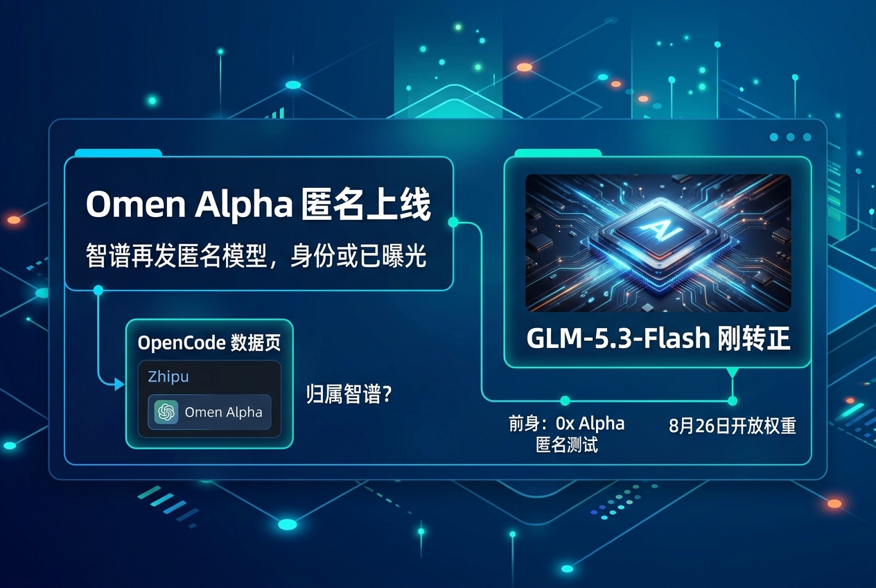 智谱再发匿名模型:GLM-5.3-Flash 刚转正,Omen Alpha 又上线
