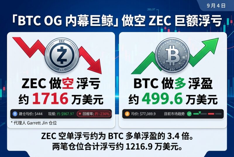 「BTC OG 内幕巨鲸」做空 ZEC 浮亏约 1716 万美元-指挥使社区 - 真实线索、热点议题与深度观察