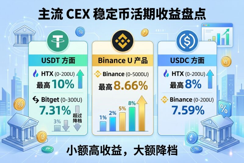 主流 CEX 稳定币活期收益盘点:USDT 小额档最高 10%,Binance U 产品达 8.66%-指挥使社区 - 真实线索、热点议题与深度观察
