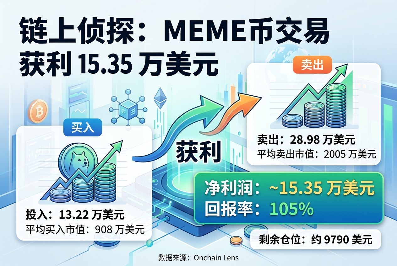 链上侦探:某交易者买入 MEME 获利 15.35 万美元