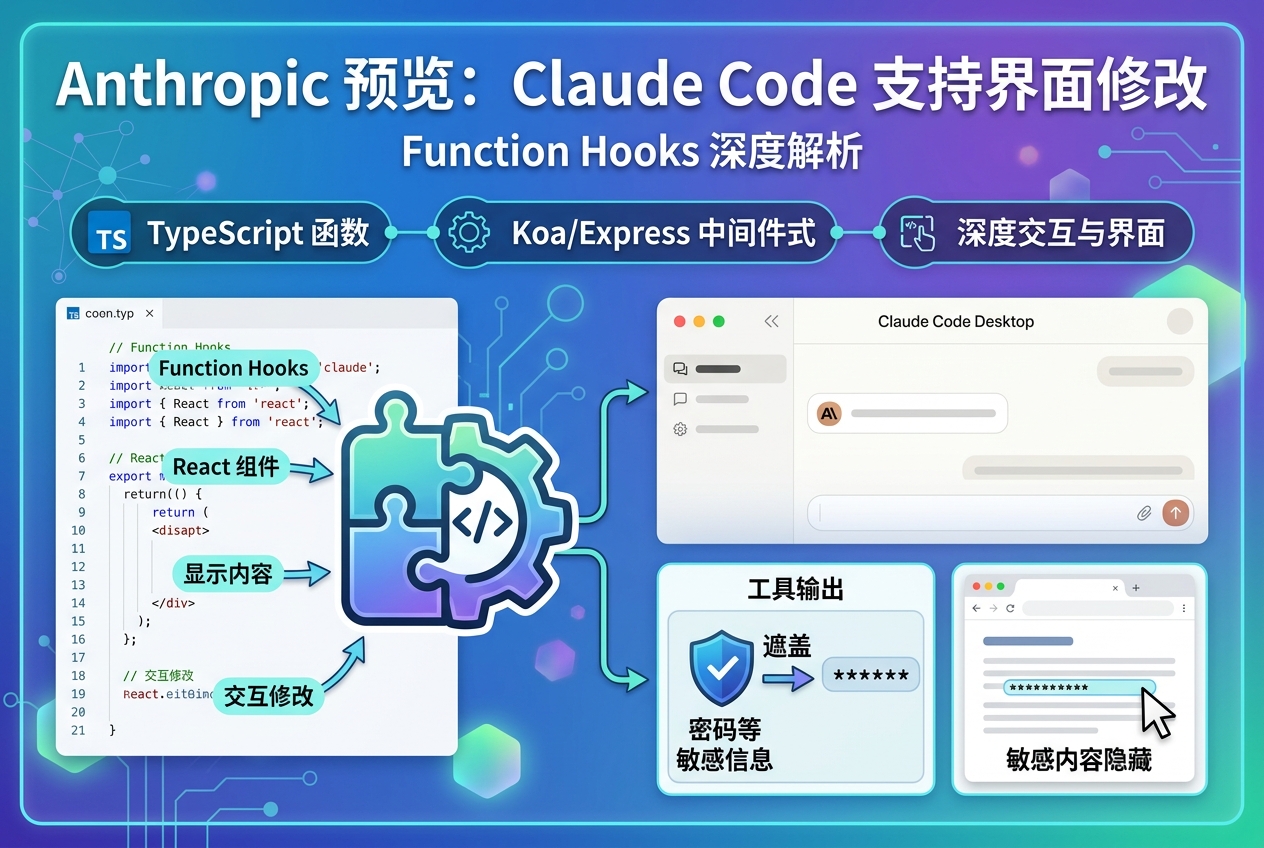 Anthropic 预览 Function Hooks:Claude Code 插件或可直接修改界面