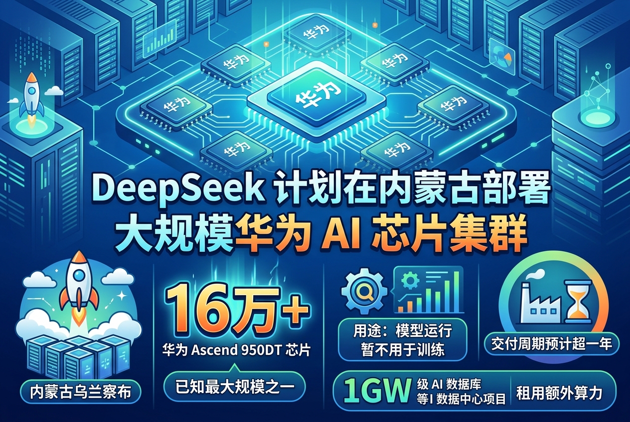 DeepSeek 计划在内蒙古部署大规模华为 AI 芯片集群