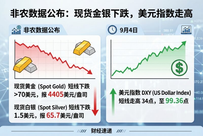 非农数据公布后，现货金银下跌，美元指数走高-指挥使社区 - 真实线索、热点议题与深度观察