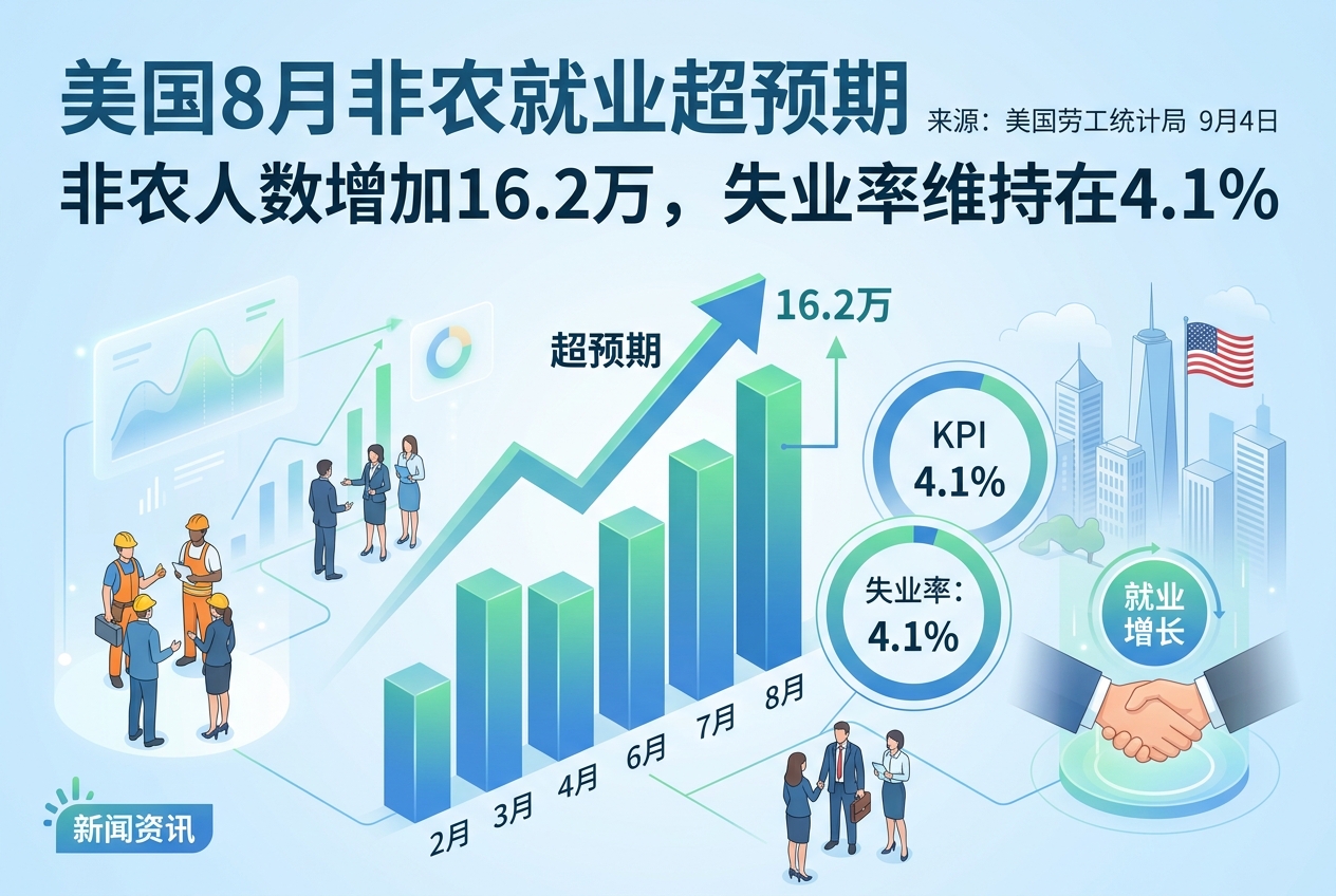 美国 8 月非农就业数据超出预期