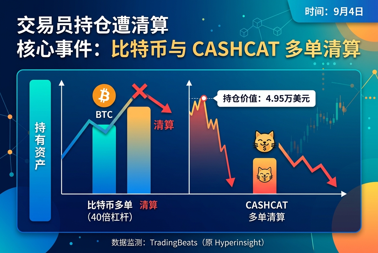 James Wynn 持有的比特币和 CASHCAT 多单遭清算
