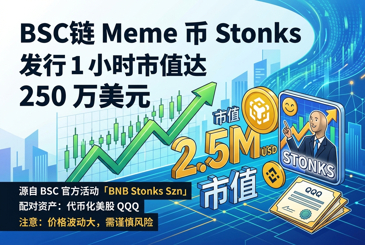 BSC 链新 meme 币 Stonks 发行 1 小时市值达 250 万美元