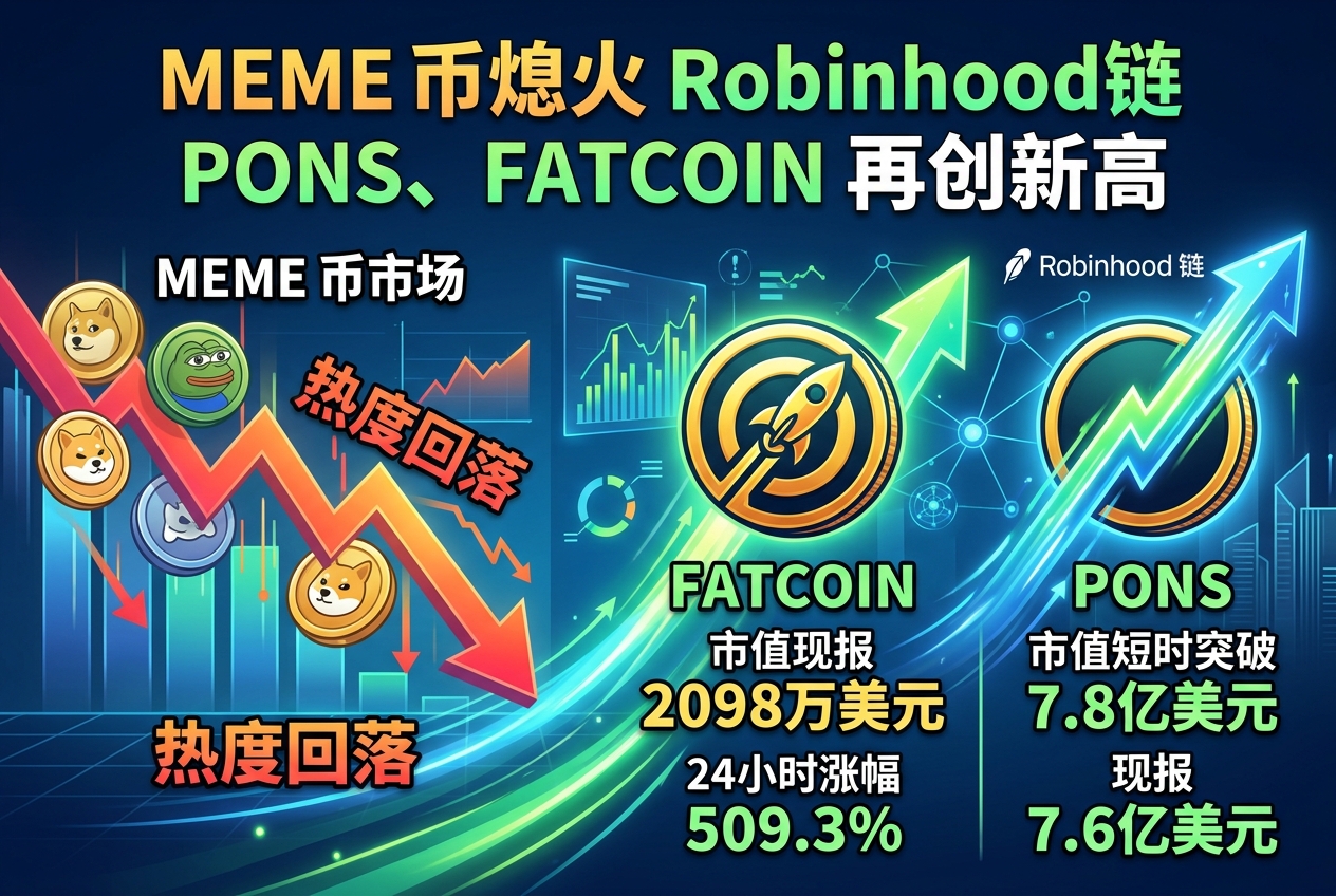 MEME 币熄火,Robinhood 链 PONS、FATCOIN 再创新高