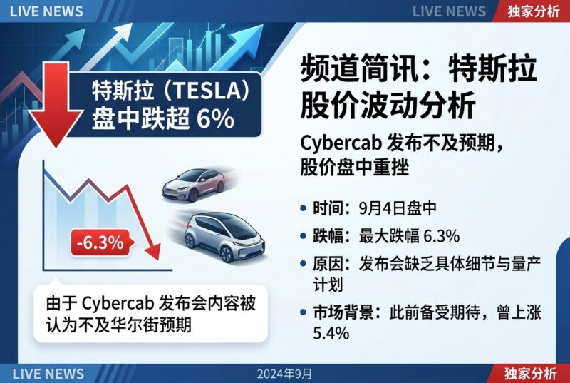 特斯拉盘中跌超 6%,Cybercab 发布不及预期-指挥使社区 - 真实线索、热点议题与深度观察
