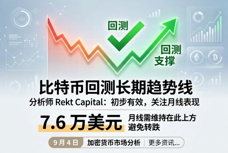 分析师：比特币成功回踩长期下降趋势线，月线仍需维持在 7.6 万美元上方-指挥使社区 - 真实线索、热点议题与深度观察