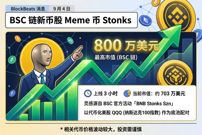 BSC 链新币股 Meme 币 Stonks 上线 3 小时,市值最高触及 800 万美元-指挥使社区 - 真实线索、热点议题与深度观察