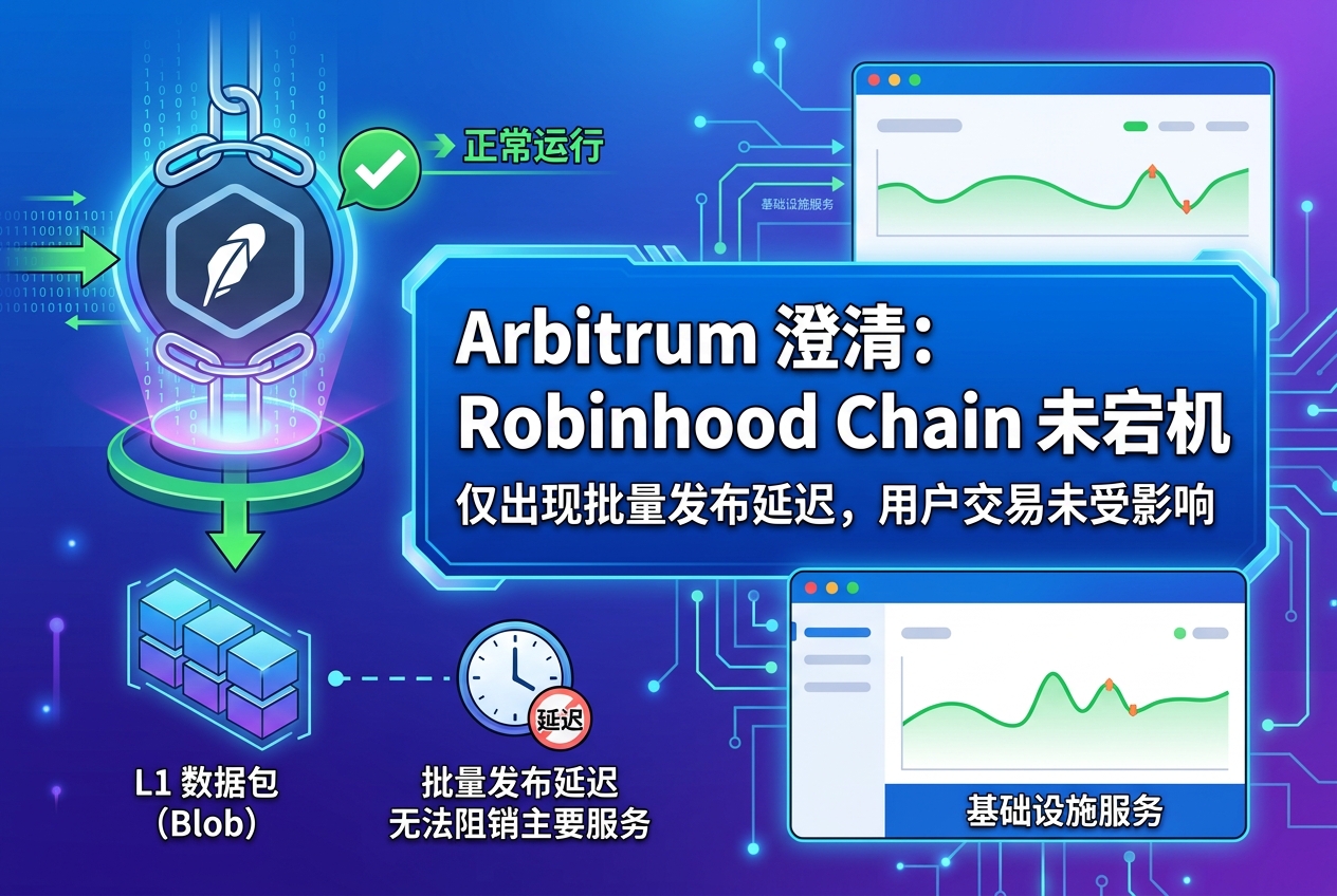 Arbitrum:Robinhood Chain 未发生宕机,仅出现批量发布延迟