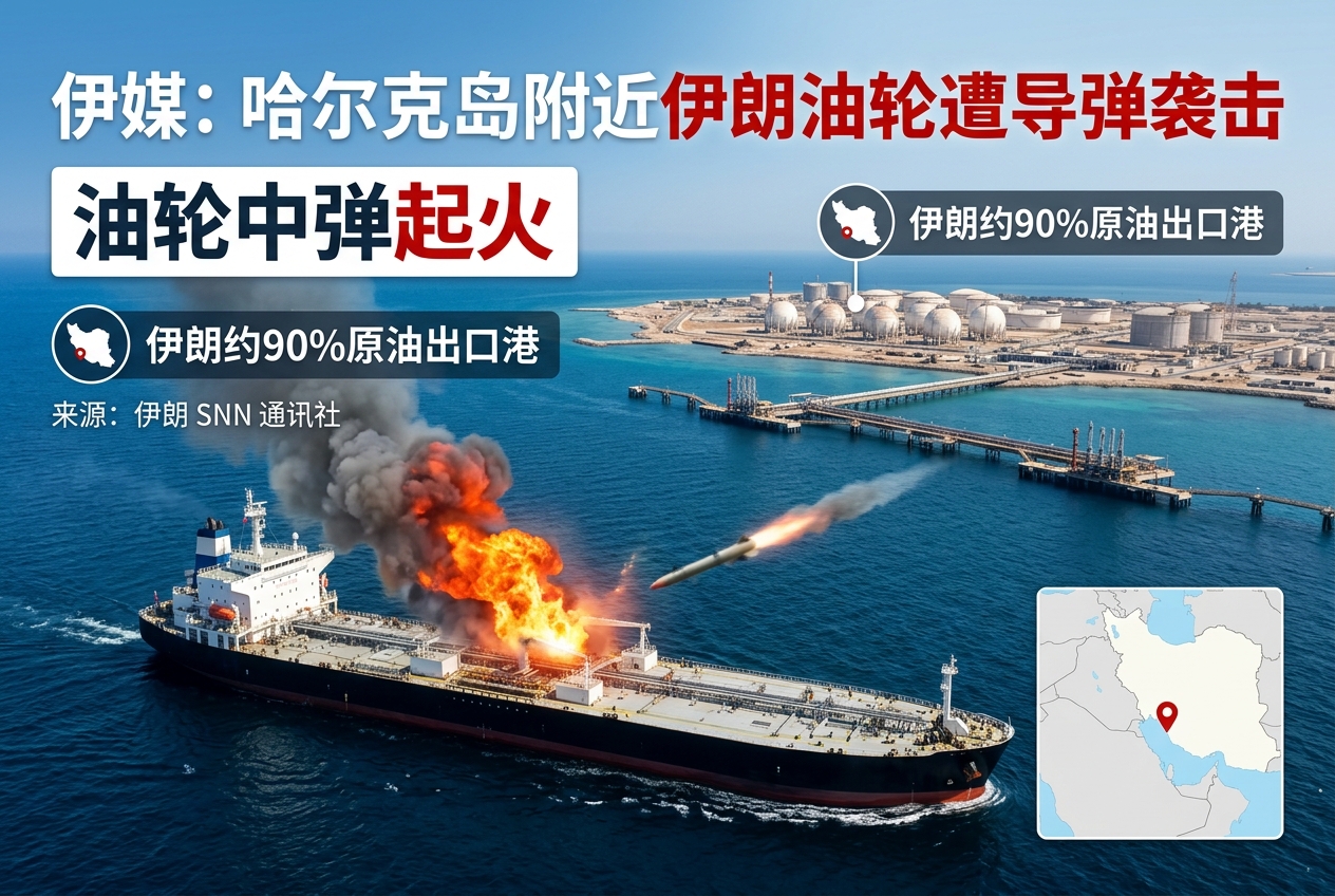 伊媒：哈尔克岛附近一艘伊朗油轮遭导弹袭击