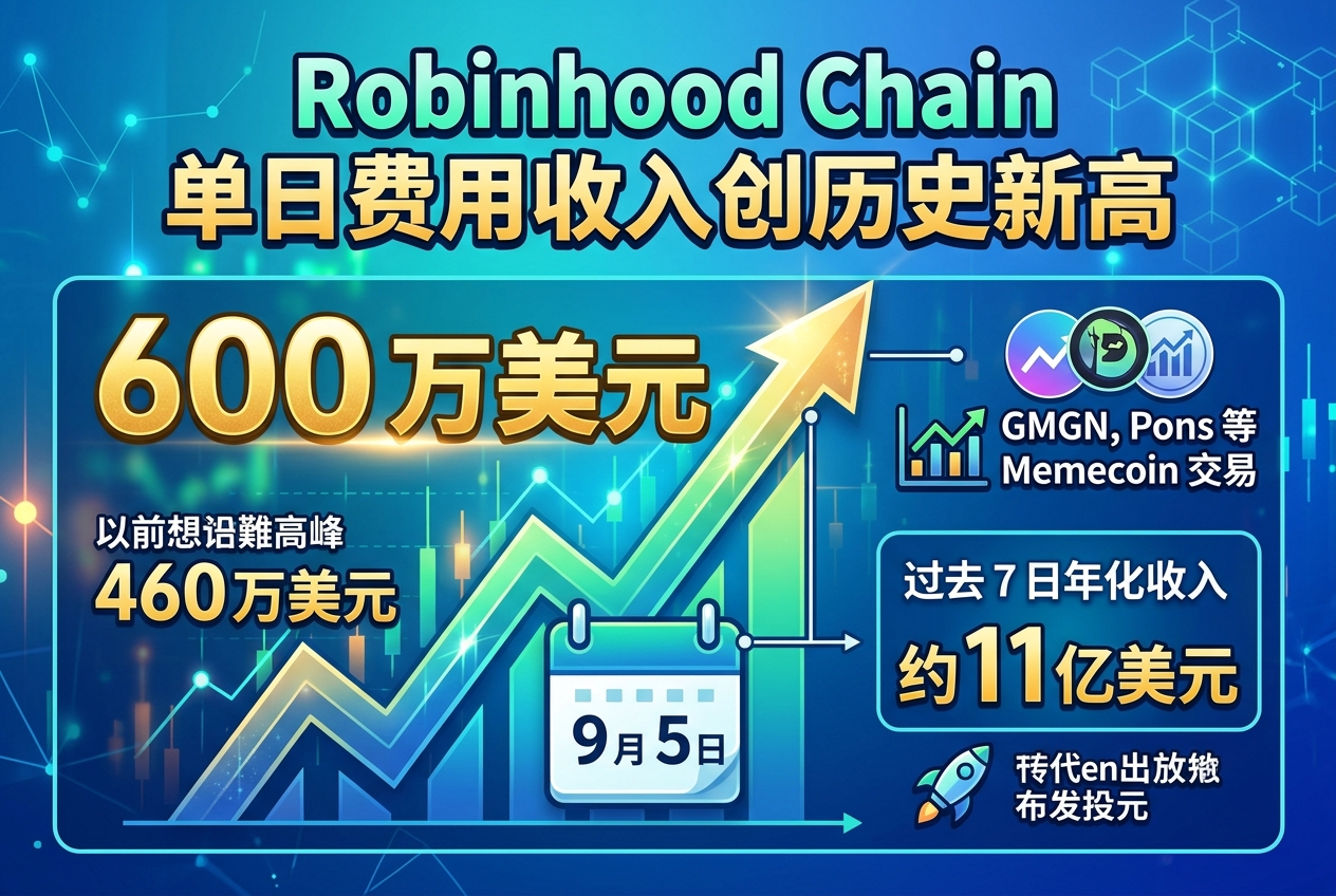 Robinhood Chain 单日费用收入创 600 万美元新高