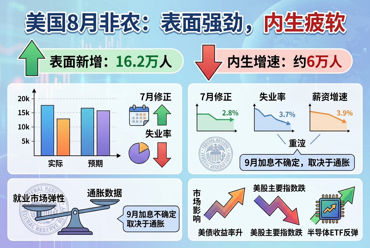 8月非农表面强劲,但内生增速约6万人