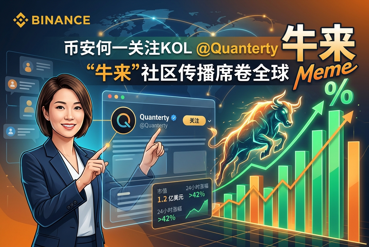 何一关注加密 KOL @Quanterty 账号,后者今日喊话“牛来”席卷全球