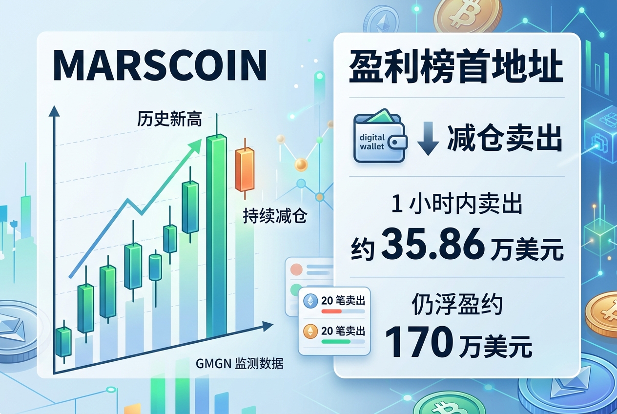 MARSCOIN 盈利榜首地址持续减仓,1 小时卖出约 35.86 万美元代币