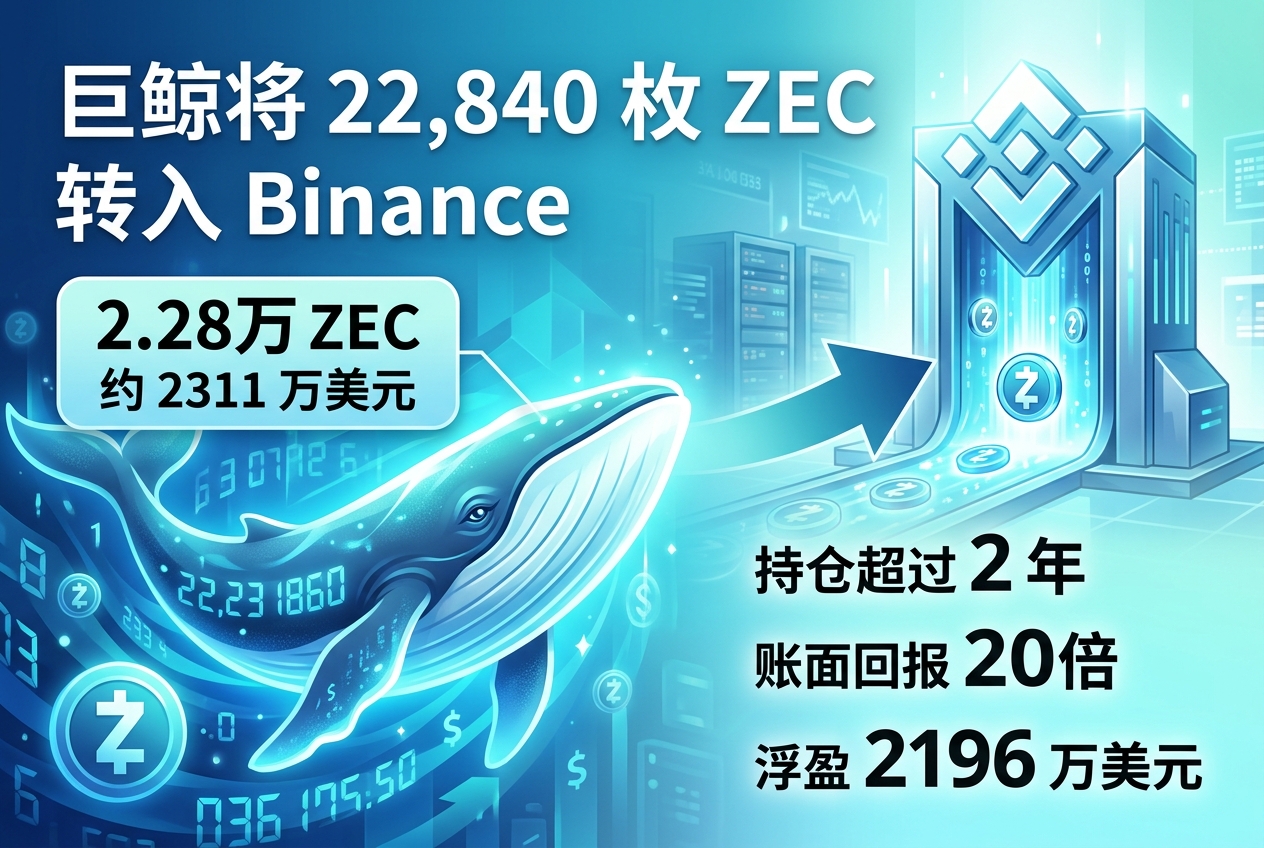 巨鲸将 22,840 枚 ZEC 转入 Binance